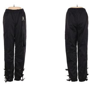 Black Bondage Punk Gothic alternative gorpcore Cargo pants with suspenders_Small